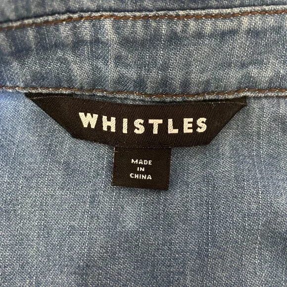 Whistles Dress Button Front Closure Long Sleeve Lightweight Denim Blue Women's 0 - Picture 5 of 11